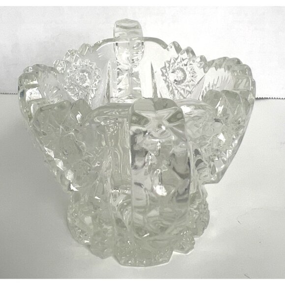 VTG EAPG Pressed Glass Sugar Bowl Two Handles & Intricate Starburst Design READ - Picture 7 of 10